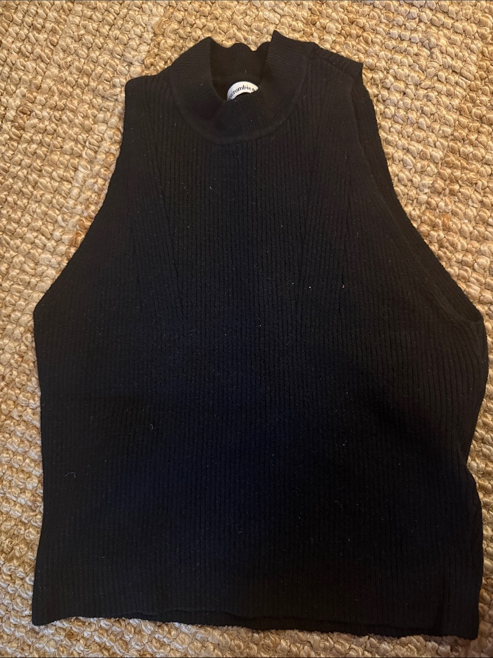 Abercrombie & Fitch Black Sleeveless Mock Neck Ribbed Tank